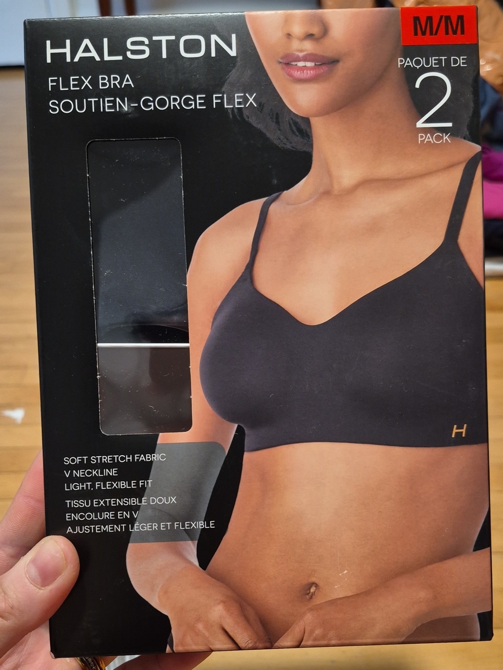 NEW IN BOX Halston Heritage Flex Bra Pack — Black & Nude V-Neck (2 Pack)